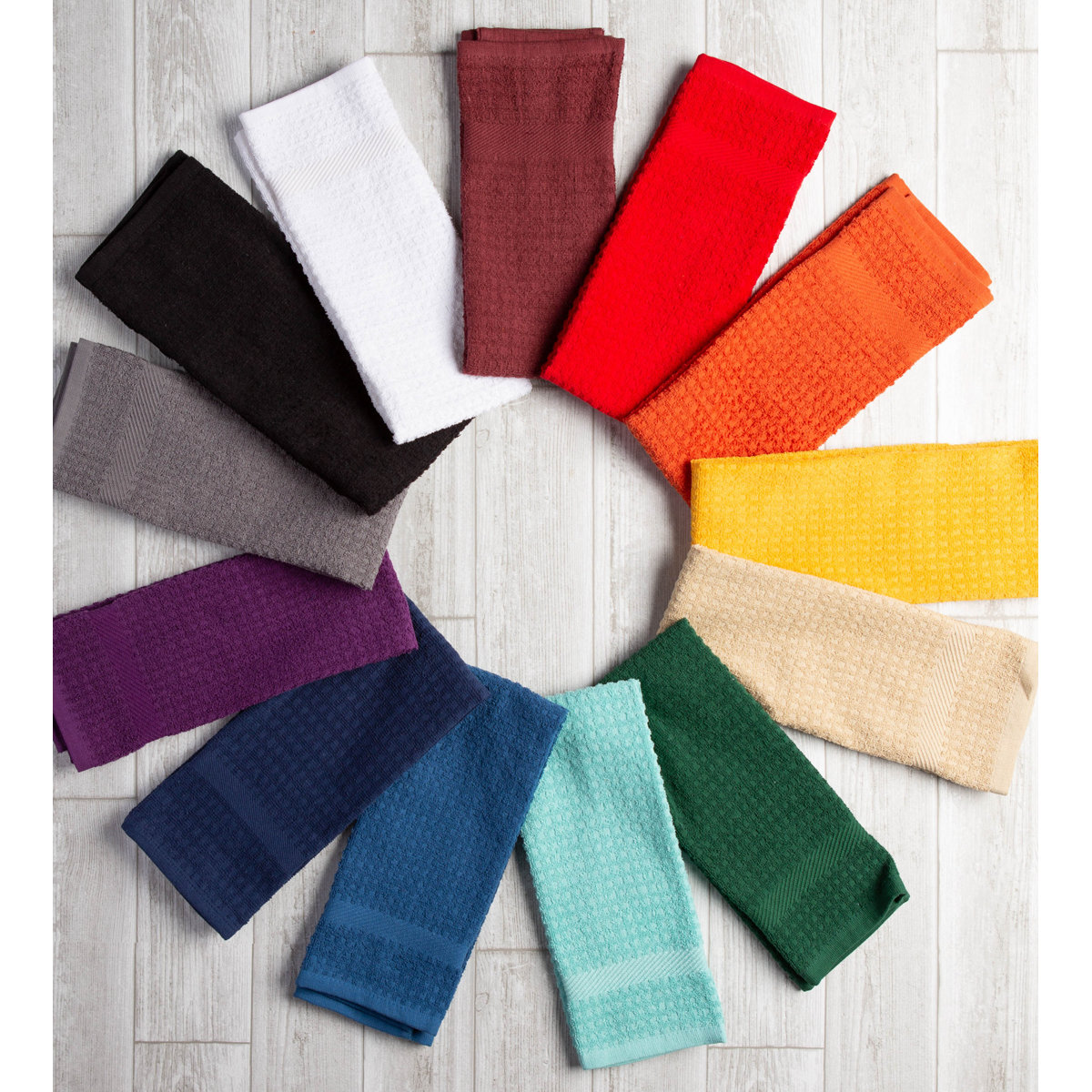 Annistyn Cotton Waffle Dish Cloth Kitchen Towel (Set of 4)